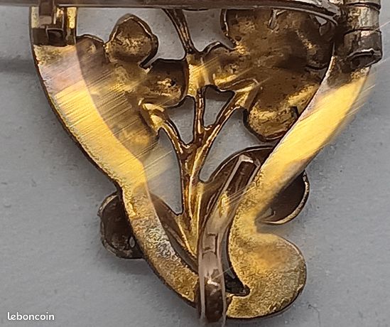 Broche Pendentif Ancienne Style Art Nouveau - Plaqué Or Jaune, Vintage, Fabriquée En France