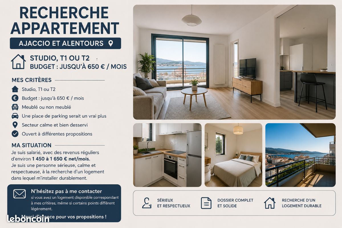 Appartement 1 pièce 25 m² · à Ajaccio · 25 m² · 650 €