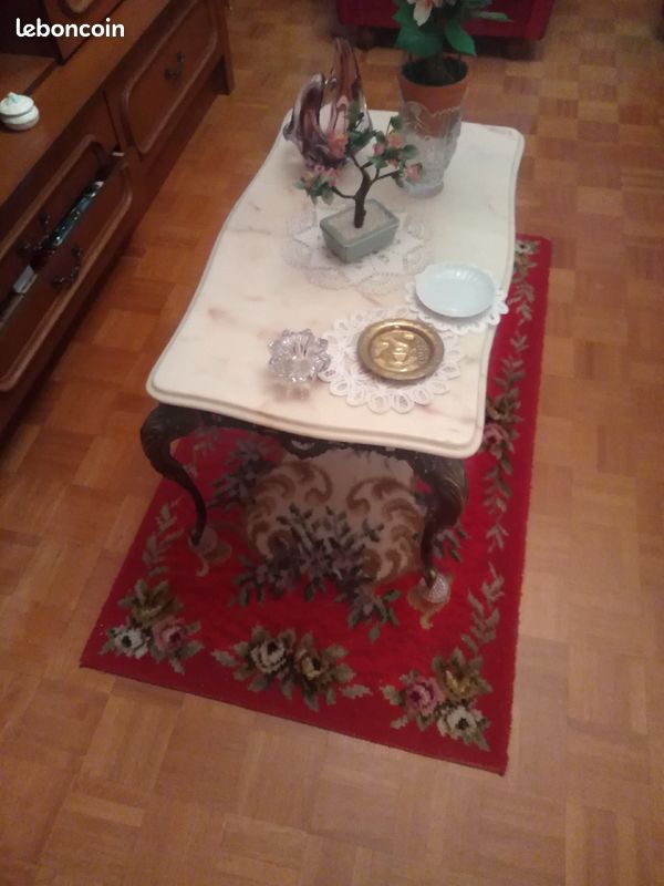 Table en fer plateau marbre (image 2)