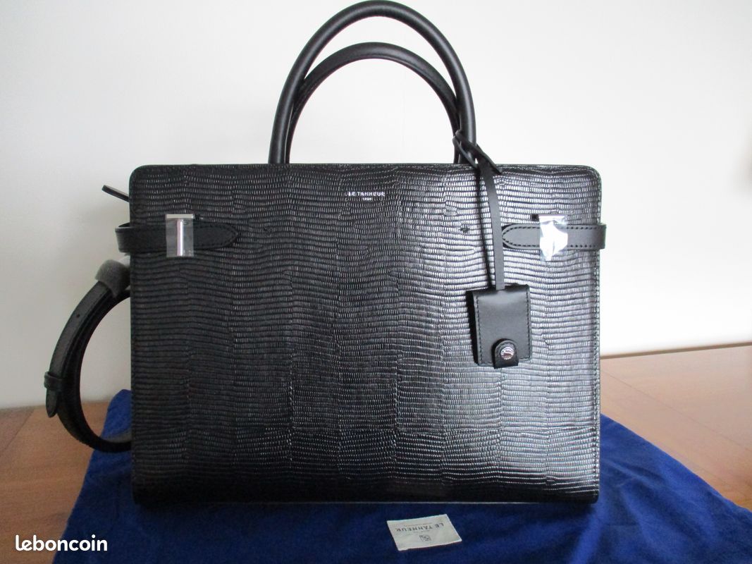 Grand SAC à main Emilie LE TANNEUR cuir effet lézard NEUF