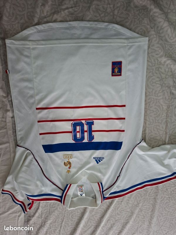 Maillot foot vintage Adidas équipe de France extérieur coupe du monde 98 floqué Zidane taille M (image 6)