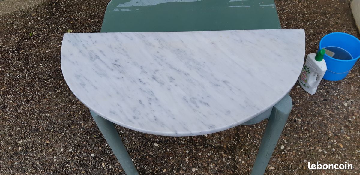 Dessus console plaque marbre blanc (image 2)