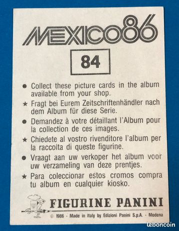 FIGURINA MARADONA N.84 CALCIATORI PANINI MEXICO 86 ORIGINAL RECOVERED