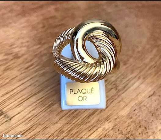 Bague Femme Plaqué Or 18K - Modèle Large Nid D'abeille - Taille 56 - Neuf Avec étiquettes