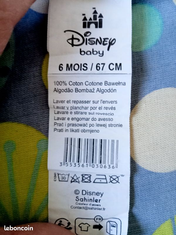 Lot de 3 vêtements 6mois Disney (image 5)