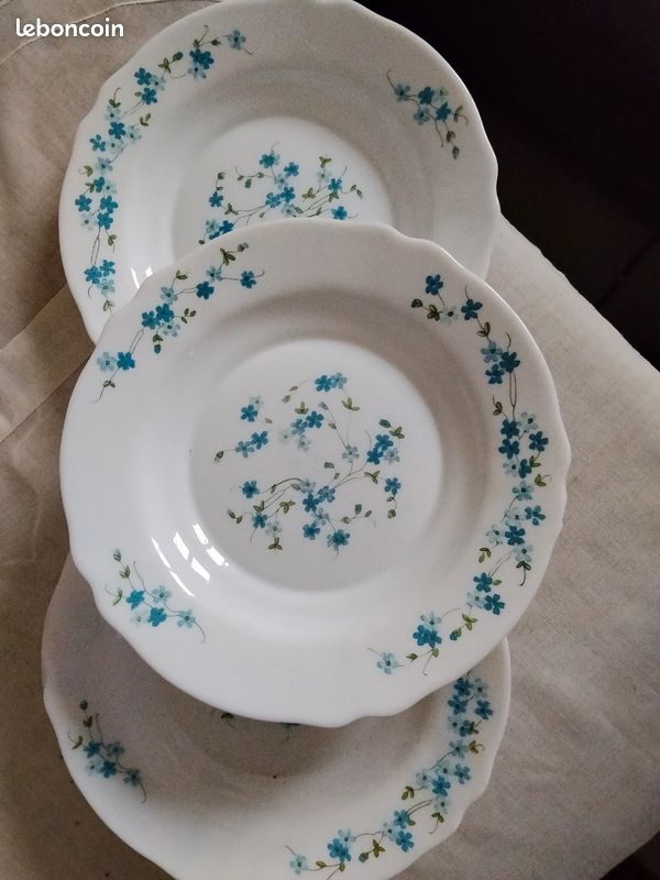 6 assiettes creuses Arcopal Myosotis (image 1)