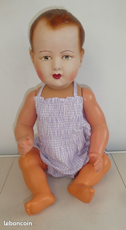 Ancien Baigneur SNF François 57 Cm, Yeux Riboulants, France 1950