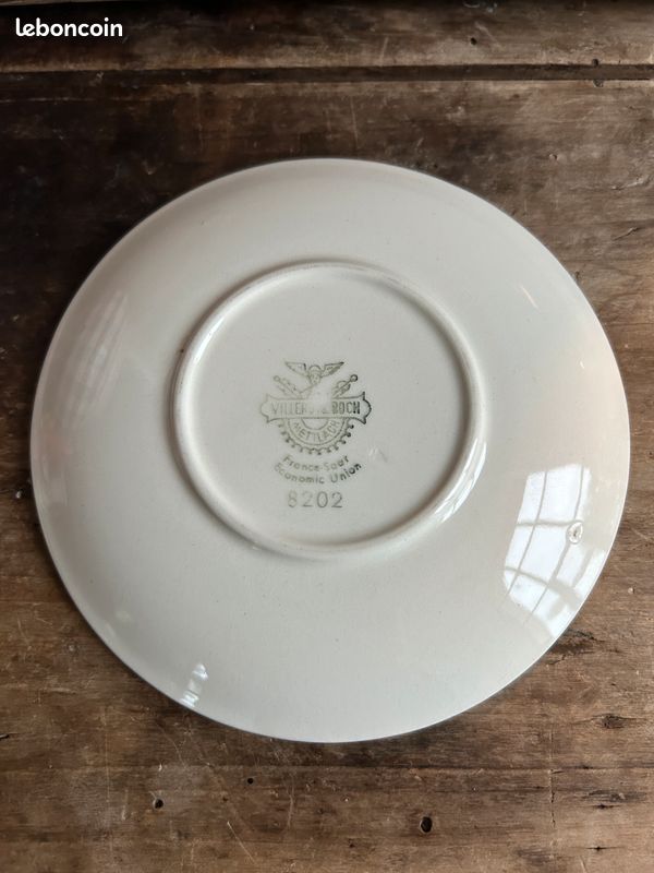 Pot couvert sucrier et presentoir Villeroy Boch Mettlach Sarre vichy peint main 8202 (image 3)
