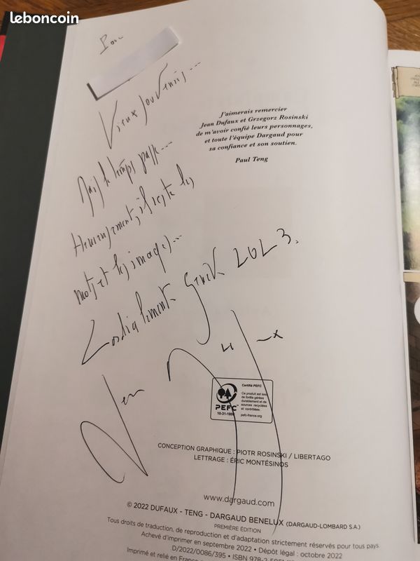 Dedicaces paul teng et jean dufaux dans complainte les sudennes 2 eo neuf (image 2)