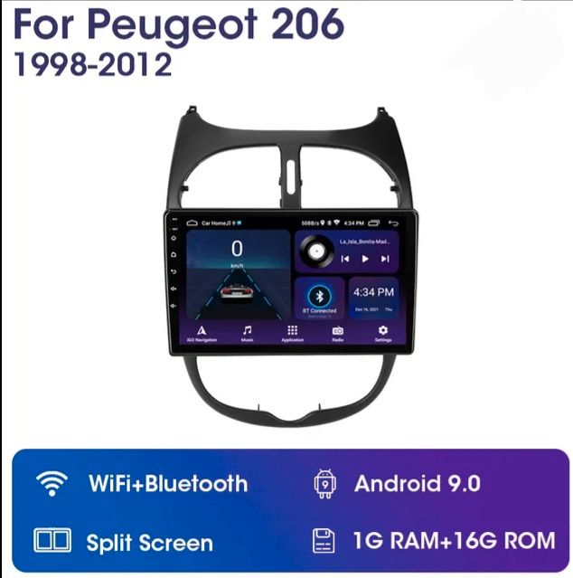 Autoradio GPS Peugeot 206 206 CC 206 SW Android 12