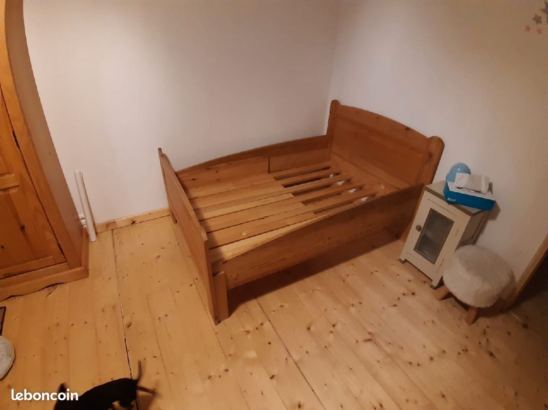 Lit enfant en bois évolutif (190x90 et 140x90) à partir de 2ans, avec matelas 2 pièces (image 2)