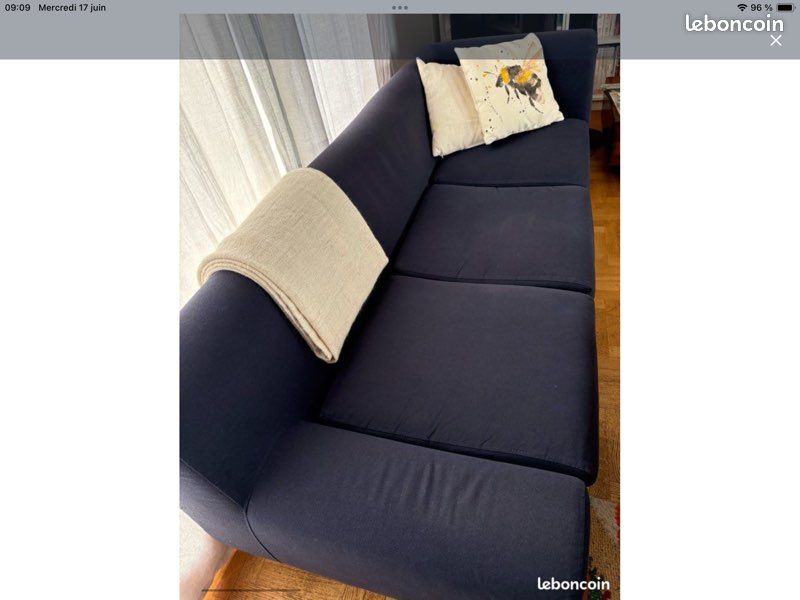 Canapé Habitat LOFA 3 places + fauteuil assorti – bleu marine – 130 (image 3)