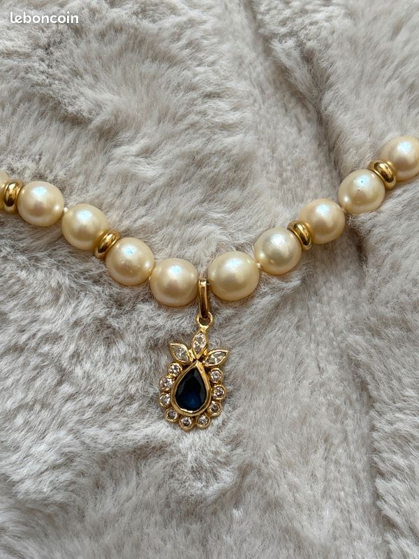 Collier perles précieuse et or 750 (image 6)