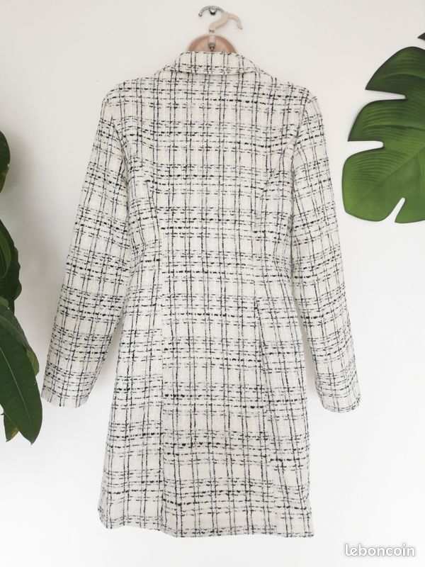 Veste Longue Veste Shein Carreaux Veste Blanche à Carreaux Sans