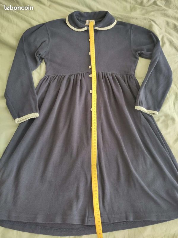 Robe vintage années 90 100% coton Country For Kids Girls bleu marine taille 10 ANS (image 16)