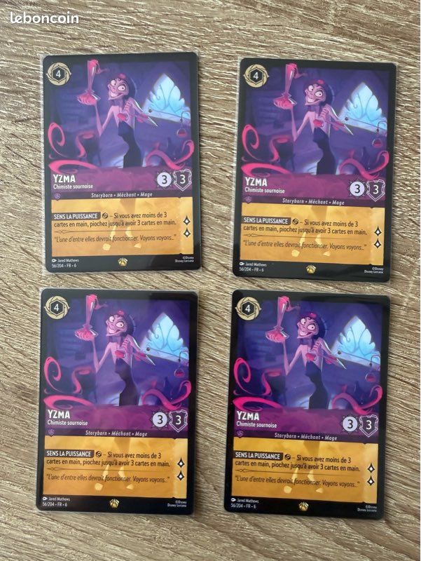 Carré 4 Cartes Lorcana Yzma Chimiste Sournoise 56/204 Fr Légendaire Officielles (image 1)