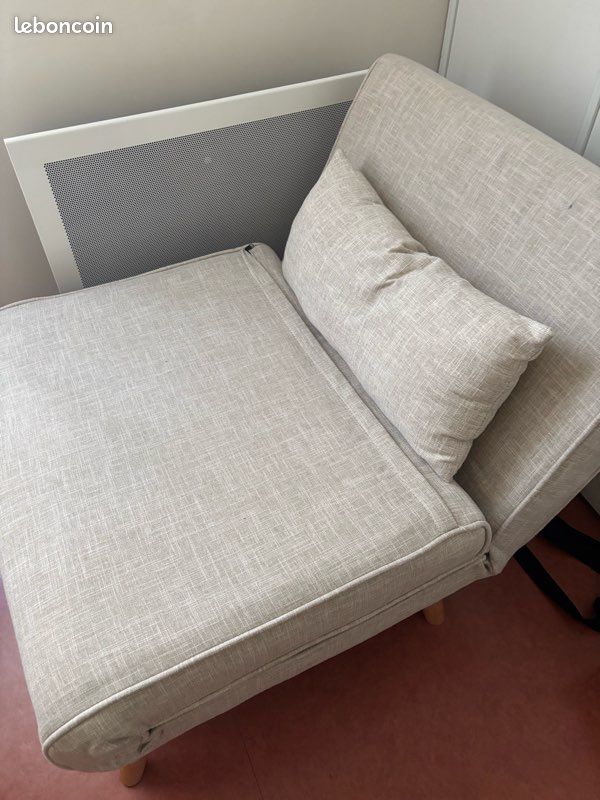 Chauffeuse une place beige canapé (image 3)