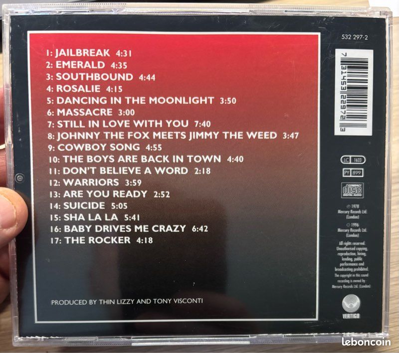 Thin Lizzy “Live And Dangerous” CD (image 2)