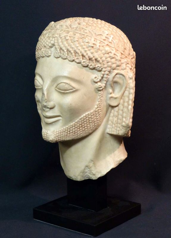 C très beau grand buste Chevalier Rampin d'après L'antique grecque 36cm Louvre (image 8)
