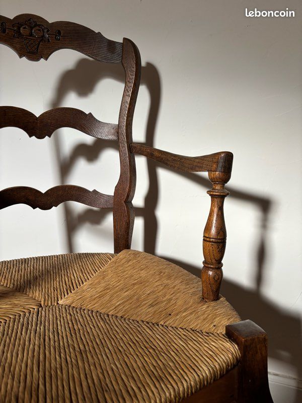 Fauteuil bois et paille (image 2)