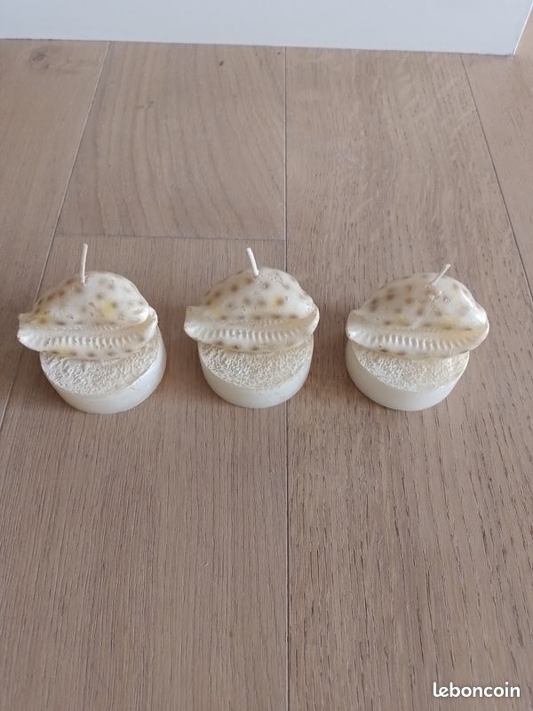 Lot de 3 bougies Coquillages - Noël (image 1)