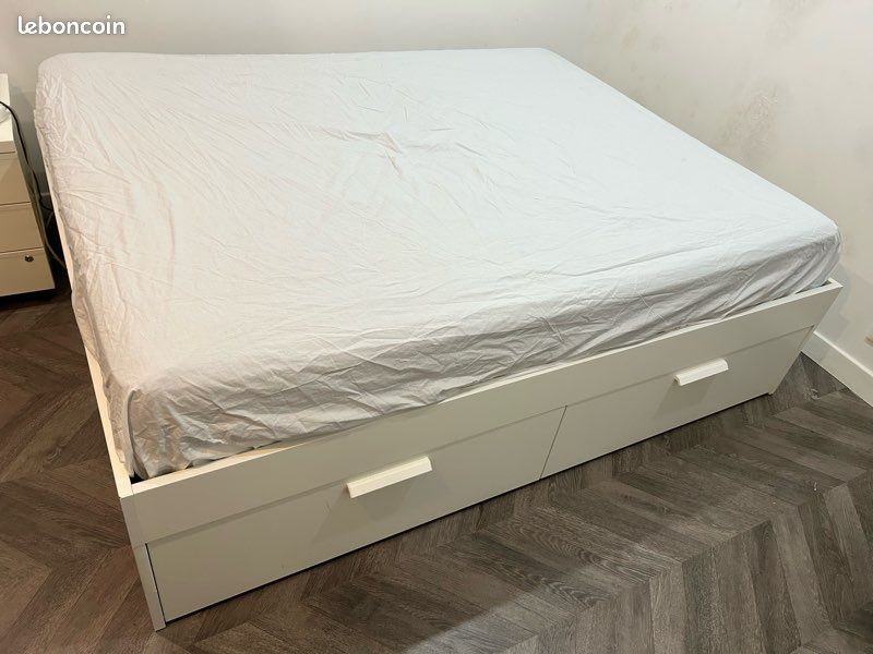 Lit tiroirs 160x200 + sommier (image 2)