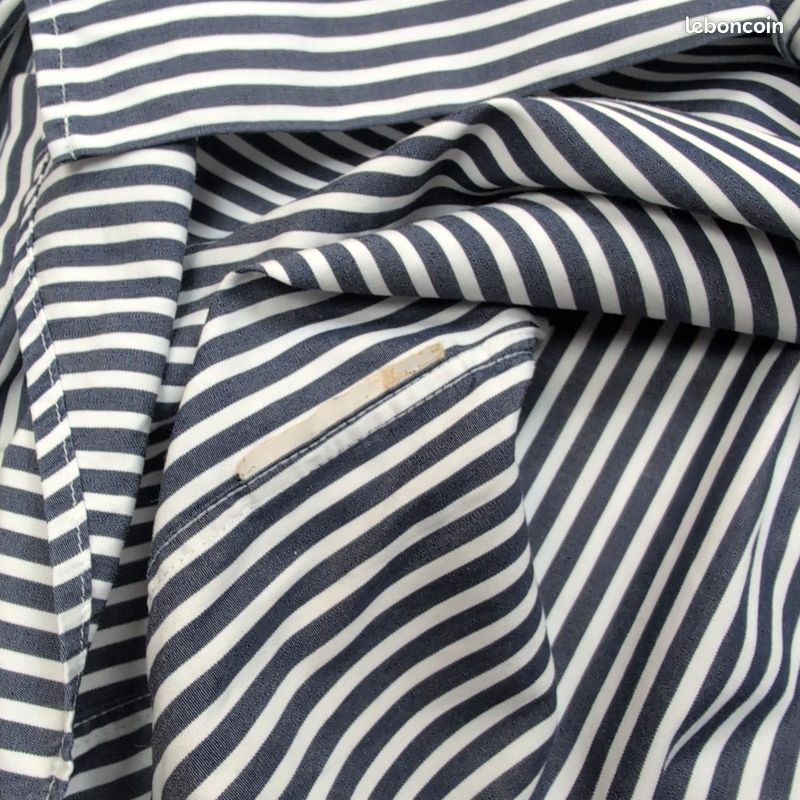 Chemise Hugo Boss Rayée Bleue Taille M - Occasion Bon État Coton Classique