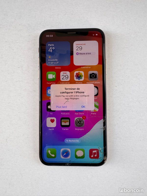 IPhone XS 256 Go – Écran fissuré, réinitialisé ✅ (image 1)
