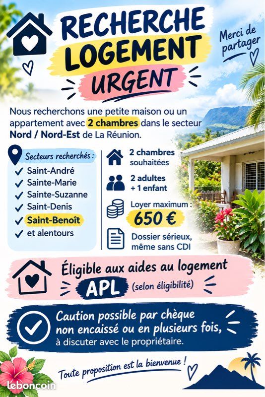 Appartement 3 pièces 80 m² · à Sainte-Marie · 80 m² · 650 €/mois