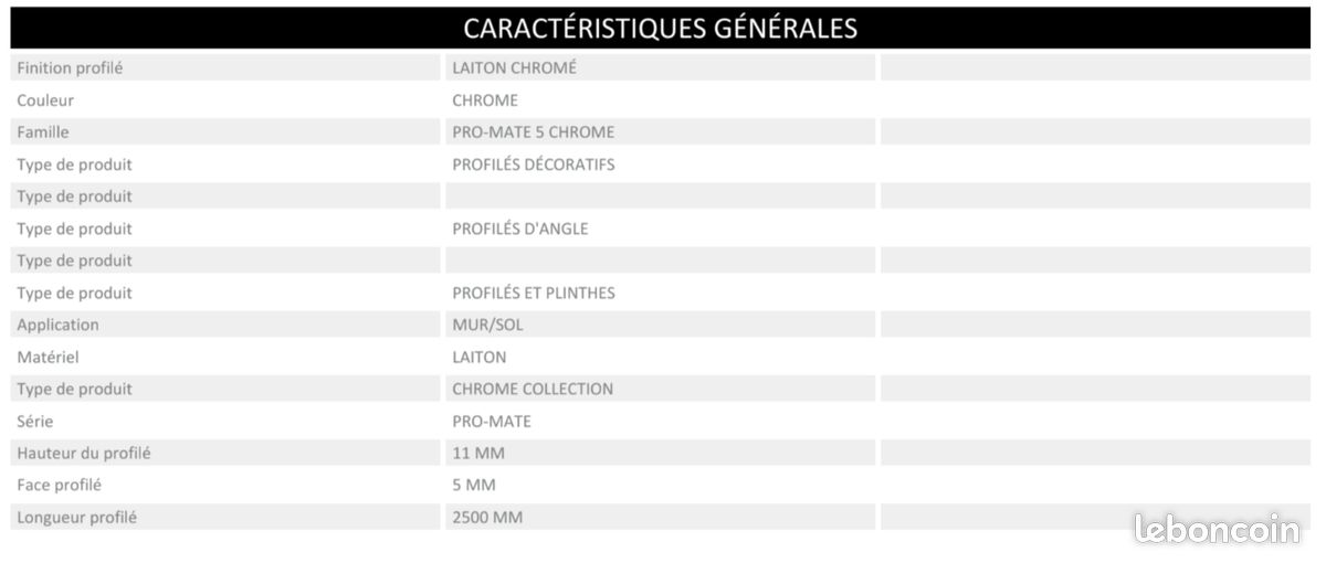 Profilés Pro-Mate 5 Laton Cromado 11 mm (image 6)