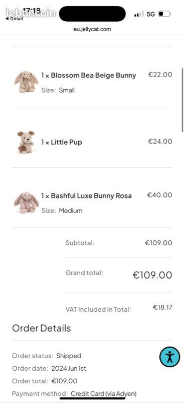 Jellycat Blossom Bea Beige Bunny (image 2)