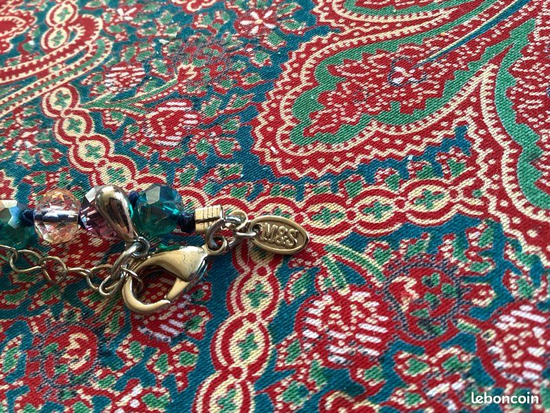 Collier Vintage Perles De Verre Rouge Et Doré Avec Cristal – Bijou Fantaisie Rétro