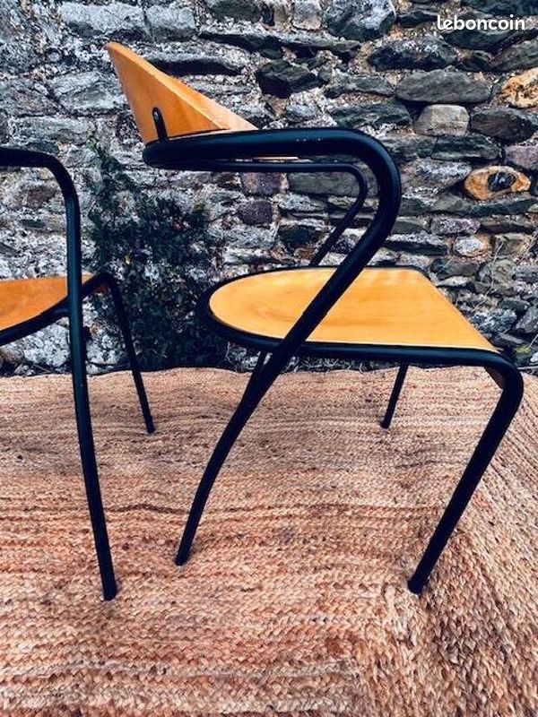 Paire de chaises bois et métal noir (image 15)
