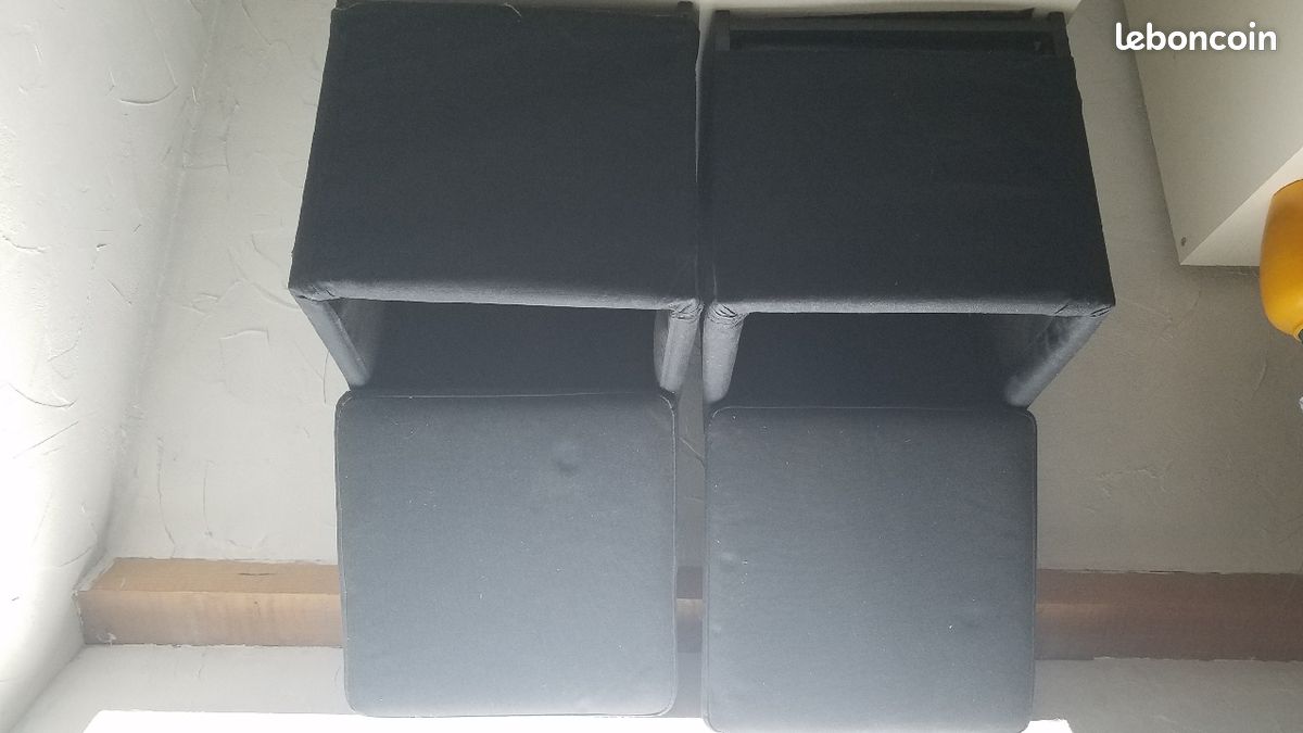 2 tabourets rangements noir (image 1)