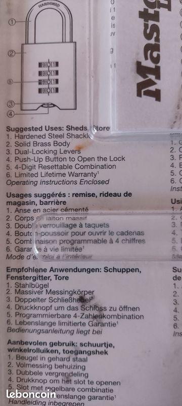 Cadenas Master Lock à code 4 chiffres neuf (image 4)