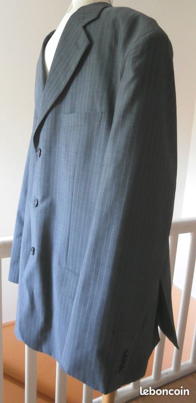 Costume homme gris clair à rayures taille XXL (veste taille 60 et pantalon taille 52) en très bon état n°1140 (image 6)