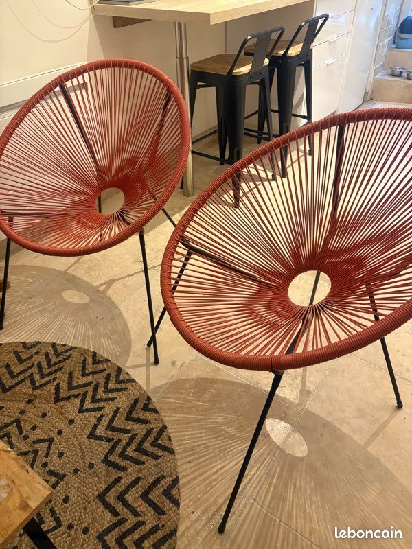 Paire de fauteuils fil Terracotta comme neufs (image 1)