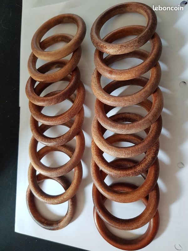 19 anneaux bois chêne clair pour tringle sans les crochets (image 3)