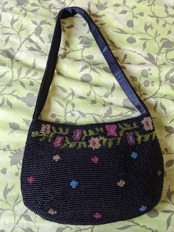 Vintage Black Beaded Purse Y S Beaded Handbags Y&S Original