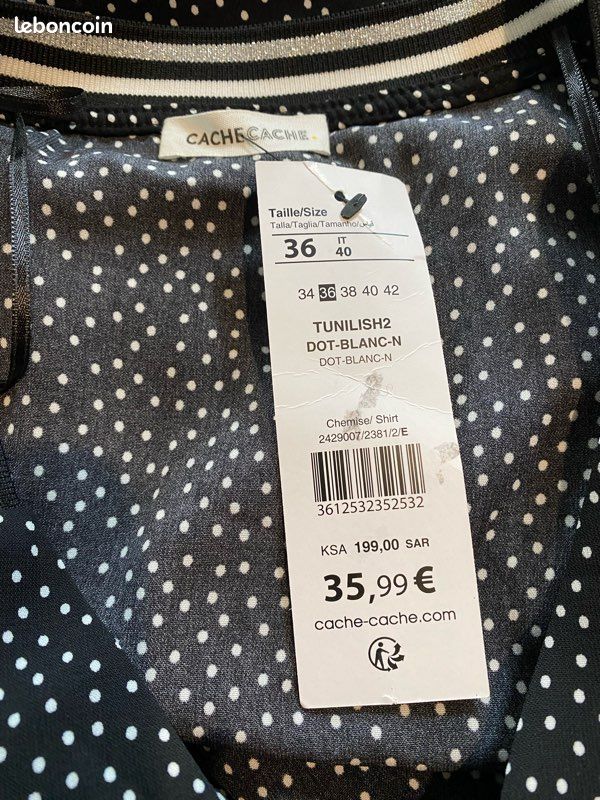 Tunique Cache Cache Femme T.XS (34/36) - Polyester - Neuf Sans étiquette