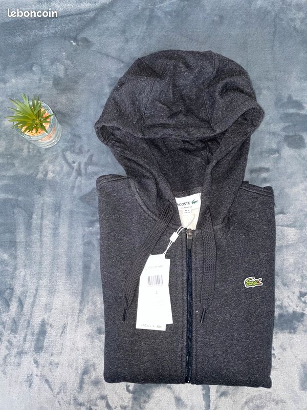 Zipper Veste Lacoste Grise Capuche à Capuche Lacoste Sport Veste