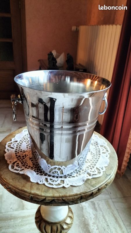 Seau à Champagne Ancien En Métal Argenté - Vintage - À Astiquer - Déco Intérieure