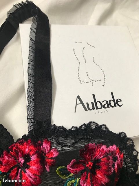 Soutien-gorge Aubade Référence 3114 - Noir Et Rose, Taille FR85B/EUR70B, Neuf Avec étiquettes