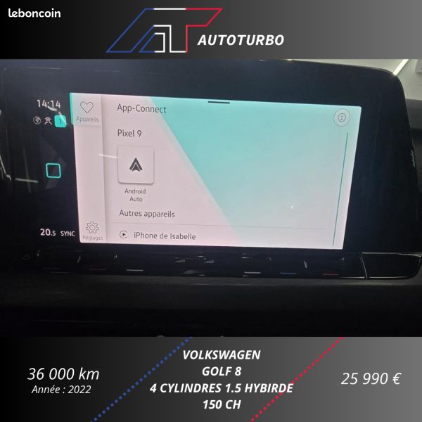 Volkswagen GOLF VIII 1.5 ETSI OPF 150CH STYLE DSG7 (image 20)