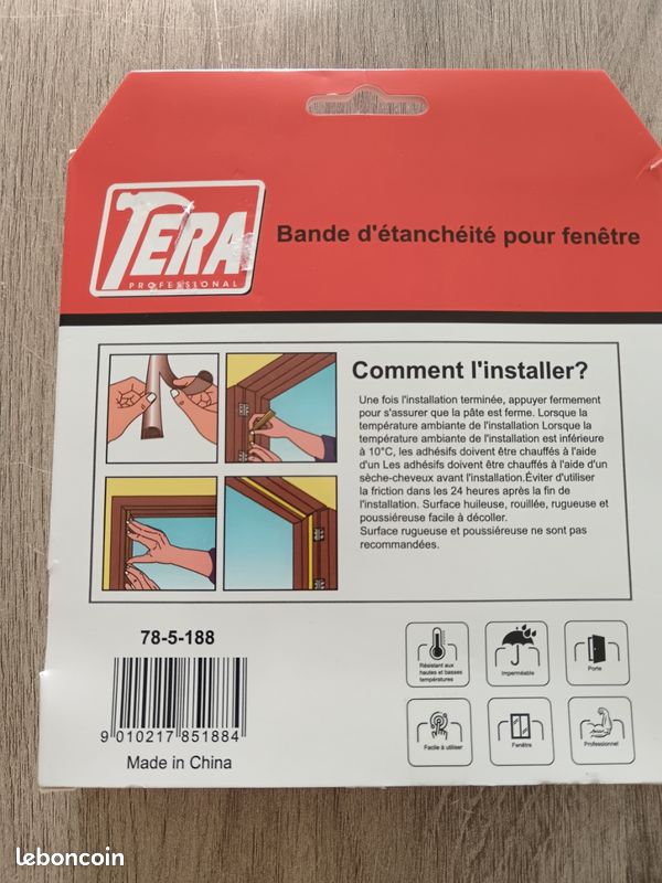 Bande d'étanchéité grise pour fenêtre et porte (image 2)