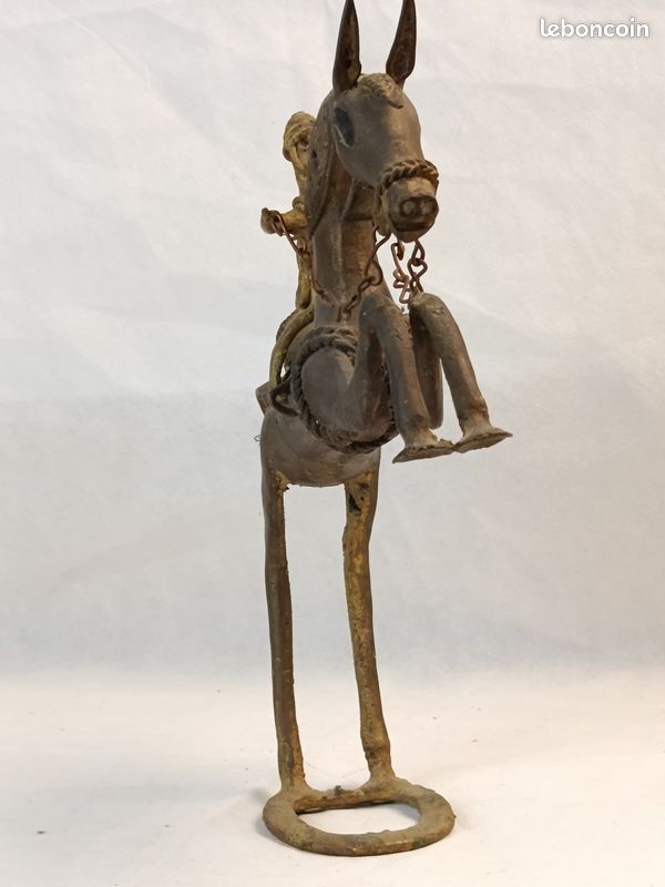 Statuette Africaine Sao Cavalier En Bronze - Art Primitif - Hauteur 8.5 Cm - Original