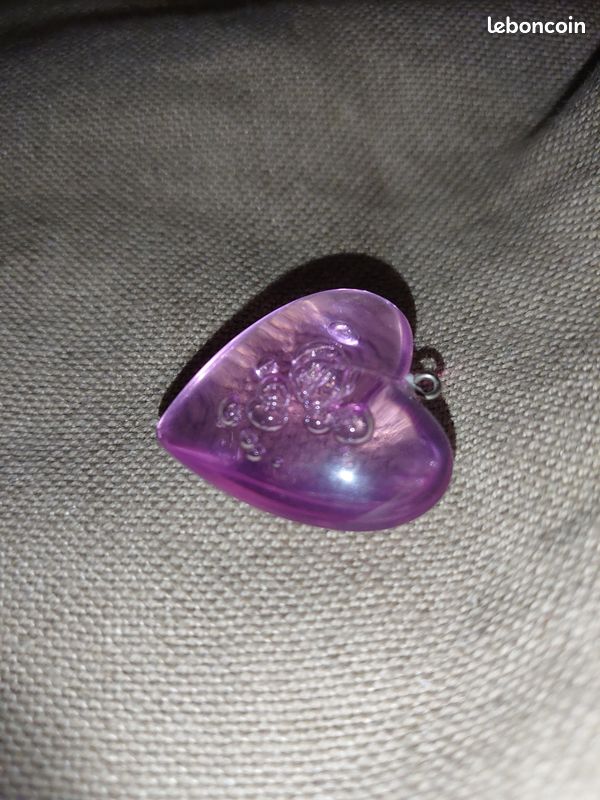 Pendentif grand coeur couleur parme translucide à bulle Vintage (image 15)