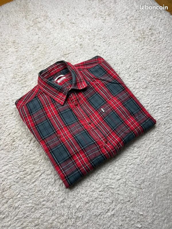 Chemise Noble Outfitters Homme Taille L - Bleu Marine/rouge Rouille Plaid (C2) - NEUVE Avec Défaut Mineur
