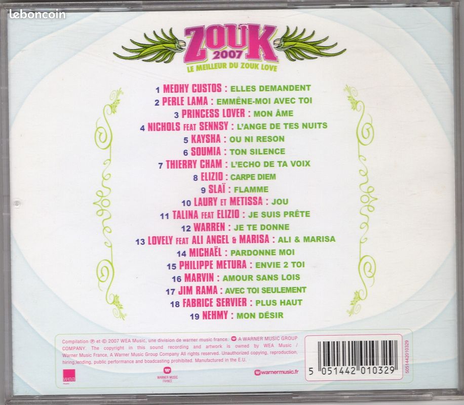 CD - ZOUK 2007 - Le meilleur du ZOUK Love (image 2)