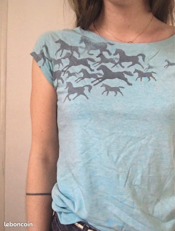 T-shirt envolée de chevaux turquoise T38 (image 5)
